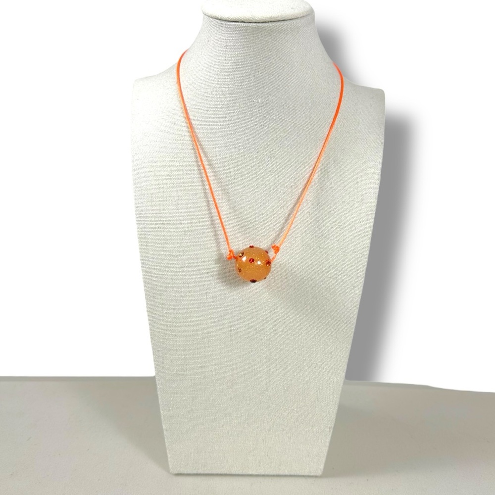Urban Outfitters Glitter Ball Corded Bracelet or Necklace in Neon Orange NWT